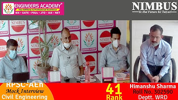 Congratulations Himanshu Sharma ( WRD - AEn ) |Mock Interview -Engineers Academy Toppers in RPSC AEn