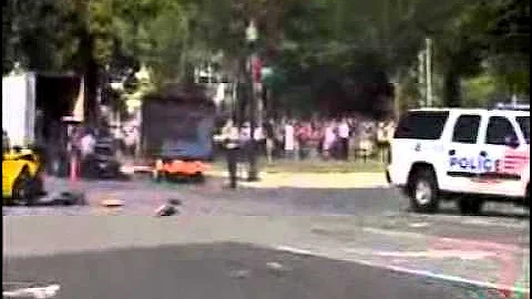 Police SUV vs Bumblebee Camaro crash at Transformer 3 Filming in DC