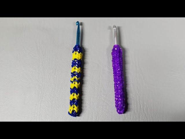 Rainbow loom crochet hook grip - Crocket hook loom band Tutorial