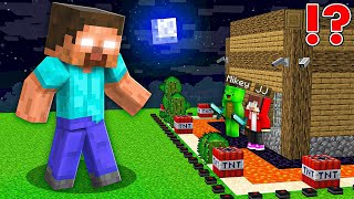 GIANT HEROBRINE vs Security House Survival Battle in Minecraft Challenge - Maizen JJ and Mikey