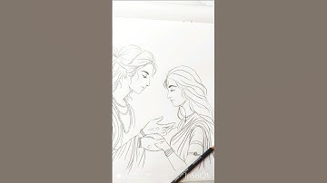 Radha Krishna drawing 3 🙏🏻🌼🍂 part A ll #art #drawing #radha #krishna #radhakrishna #sketch #shorts