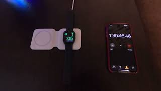 MagSafe Duo полная зарядка Apple Watch. Apple Watch full charge using MagSafe Duo.