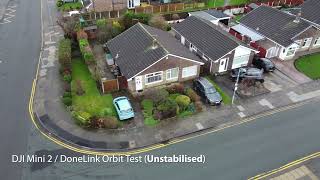 DJI Mini 2 with DroneLink — Testing Orbit — Stabilised before and after in adobe Premiere