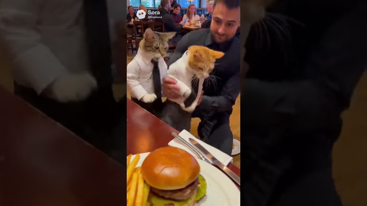 Waiter Cats Suddenly Start Fighting  💥