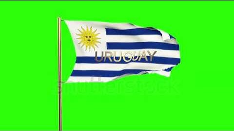 Uruguay flag with title waving in the wind. Looping sun rises style. Animation loop Stock video by