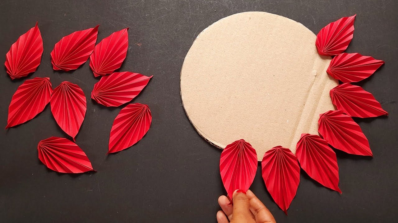 2 Beautiful Red Paper Flower Wall Hanging, Paper Craft Easy For Home  Decorations