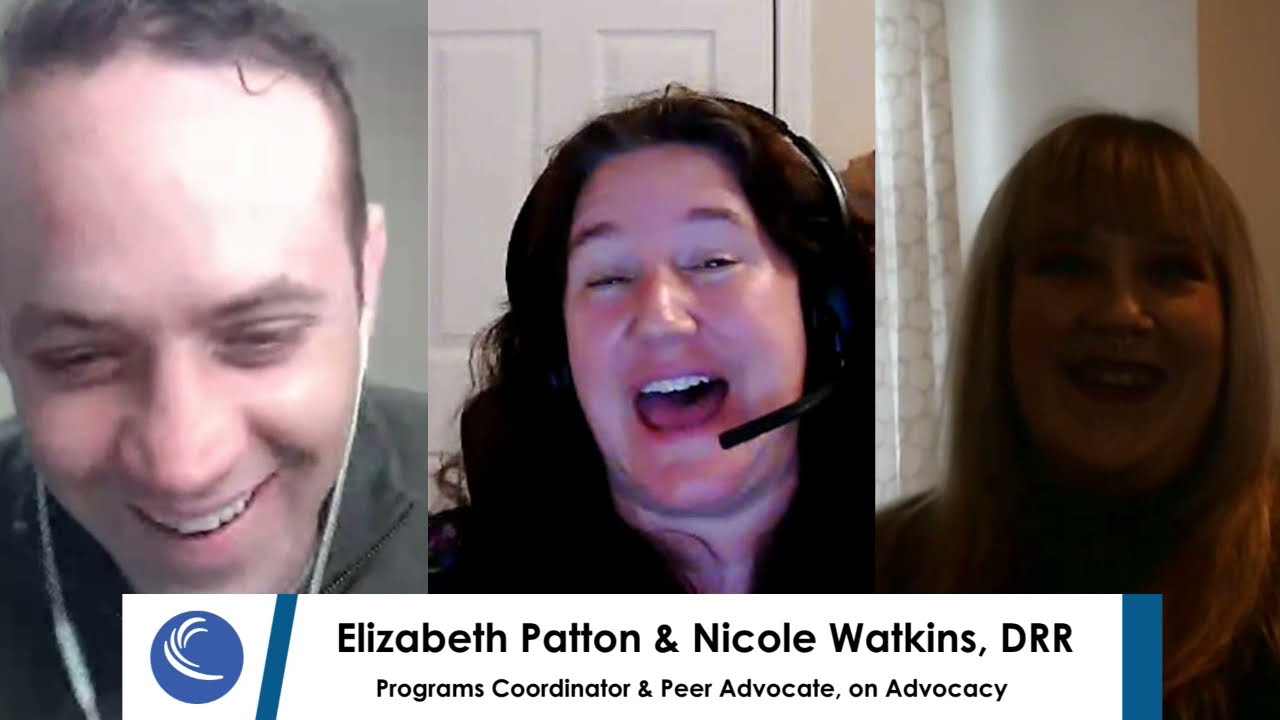 Elizabeth Patton, Programs Coordinator, and Nicole Watkins, Peer Advocate, at DRR on Advocacy