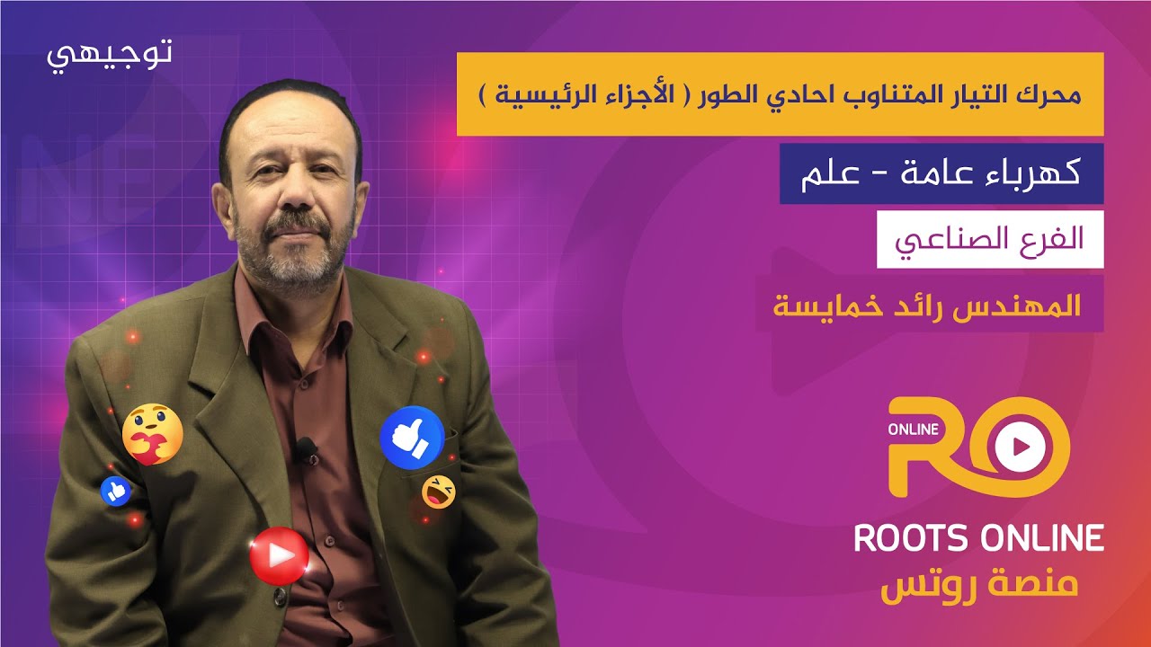 محرك التيار المتناوب احادي الطور ( الأجزاء الرئيسية ) كهرباء عامة - علم ( المهندس رائد خمايسة )