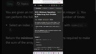 3512. Minimum Operations to Make Array Sum Divisible by K | Editorial | Leetcode #coding #trending