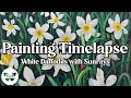 &quot;White Daffodils in Sunrays&quot; Acrylic Painting Time-Lapse