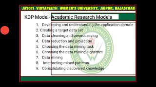 JAYOTI VIDYAPEETH Knowledge Discovery Process Part 1
