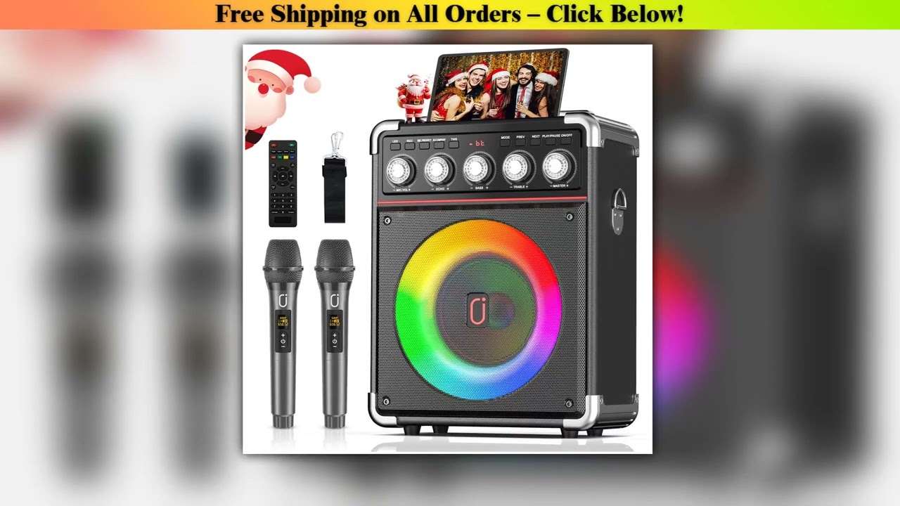 FanFun Portable Karaoke Machine for Adults Kids, Bluetooth Karaoke Speaker with Bass/Treble