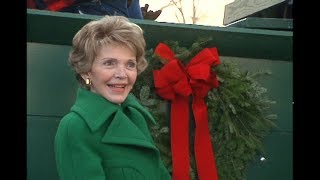 Nancy Reagan Accepts White House Christmas Tree on December 6, 1988