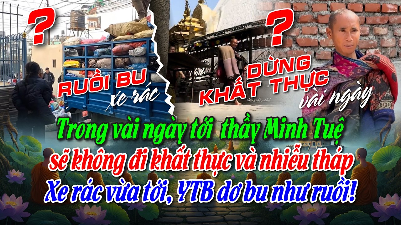 Trong vài ngày tới thầy MT sẽ không đi khất thực và nhiễu tháp. Xe rác vừa tới, YTB dơ bu như ruồi!