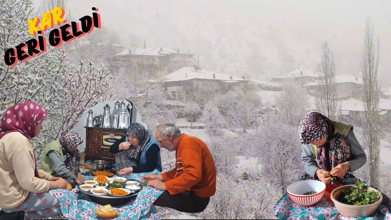 KÖYDE YOĞUN KAR YAĞIŞI İLE BİR RAMAZAN AKŞAMI
