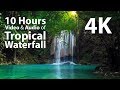 4K UHD 10 hours - Tropical Waterfall & Audio - relaxing, meditation, nature