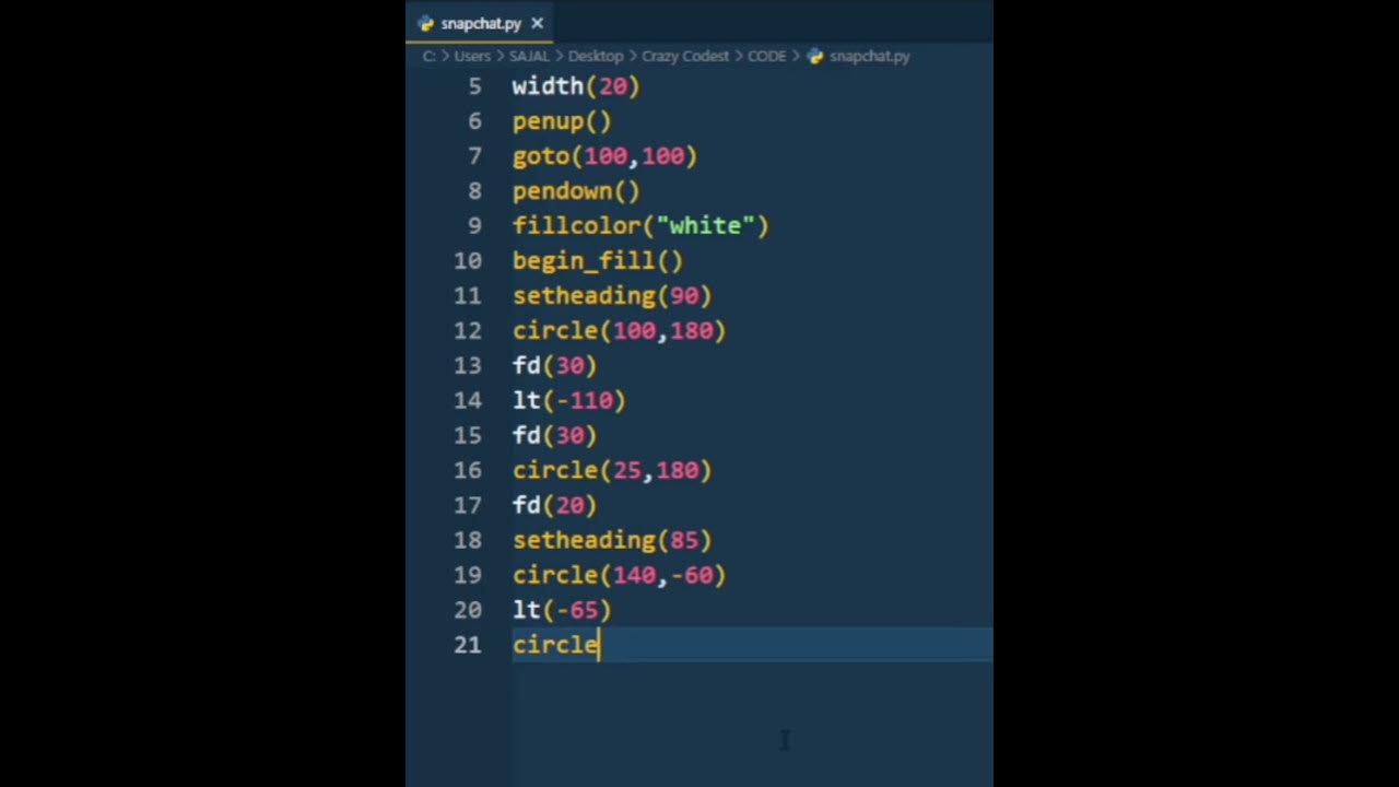 Drawing Snapchat Logo🔥Using Python 😍👩💻 #coding #programmerlife #python ...
