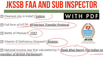 Lec-03| 500 question series for jkssb FAA and sub inspector General awareness and General science |