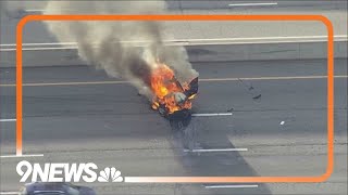 Southbound I-25 reopens after car fire