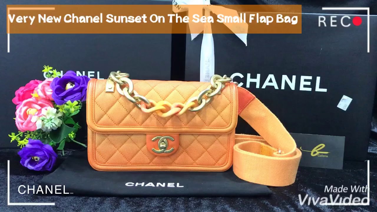 Chanel Sunset On The Sea Caviar Leather Small Flap in Coral