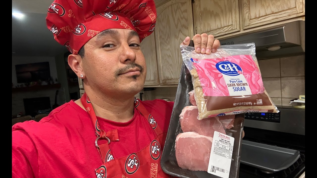 Making brown sugar pork chops, with chef Mando!