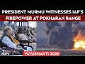 Droupadi Murmu, Rajnath Singh Witness IAF’s Firepower At Pokhran During Vayu Shakti 2026