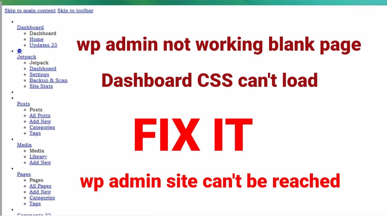 Update wp admin not working blank page | dashboard CSS can't load | WordPress admin not loading CSS/js