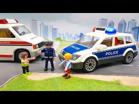 Мультики для детей с игрушками Плеймобил - Игра с огнем! Видео про полицейские и пожарные машинки.