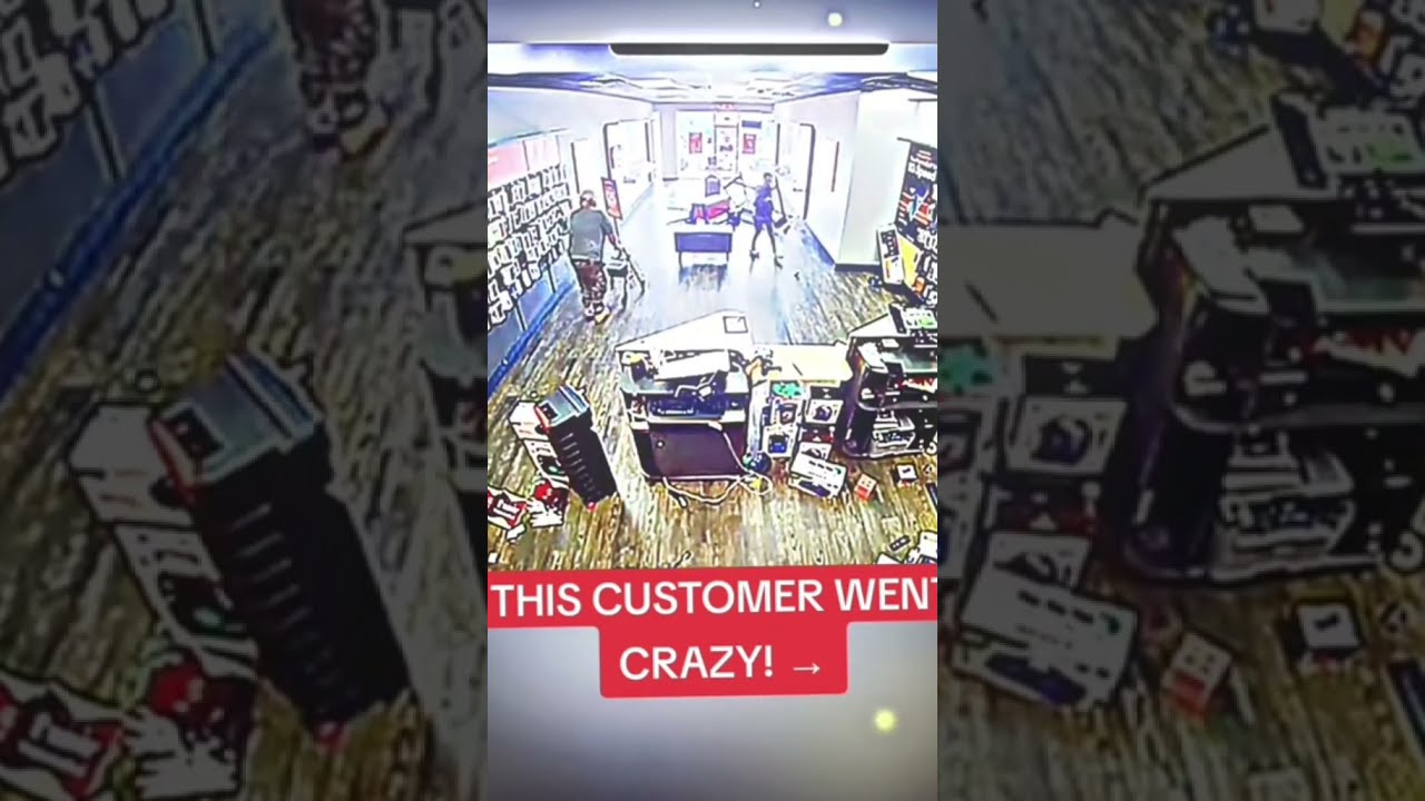 Old Man On A Walking Frame DESTROYS Shop In Anger