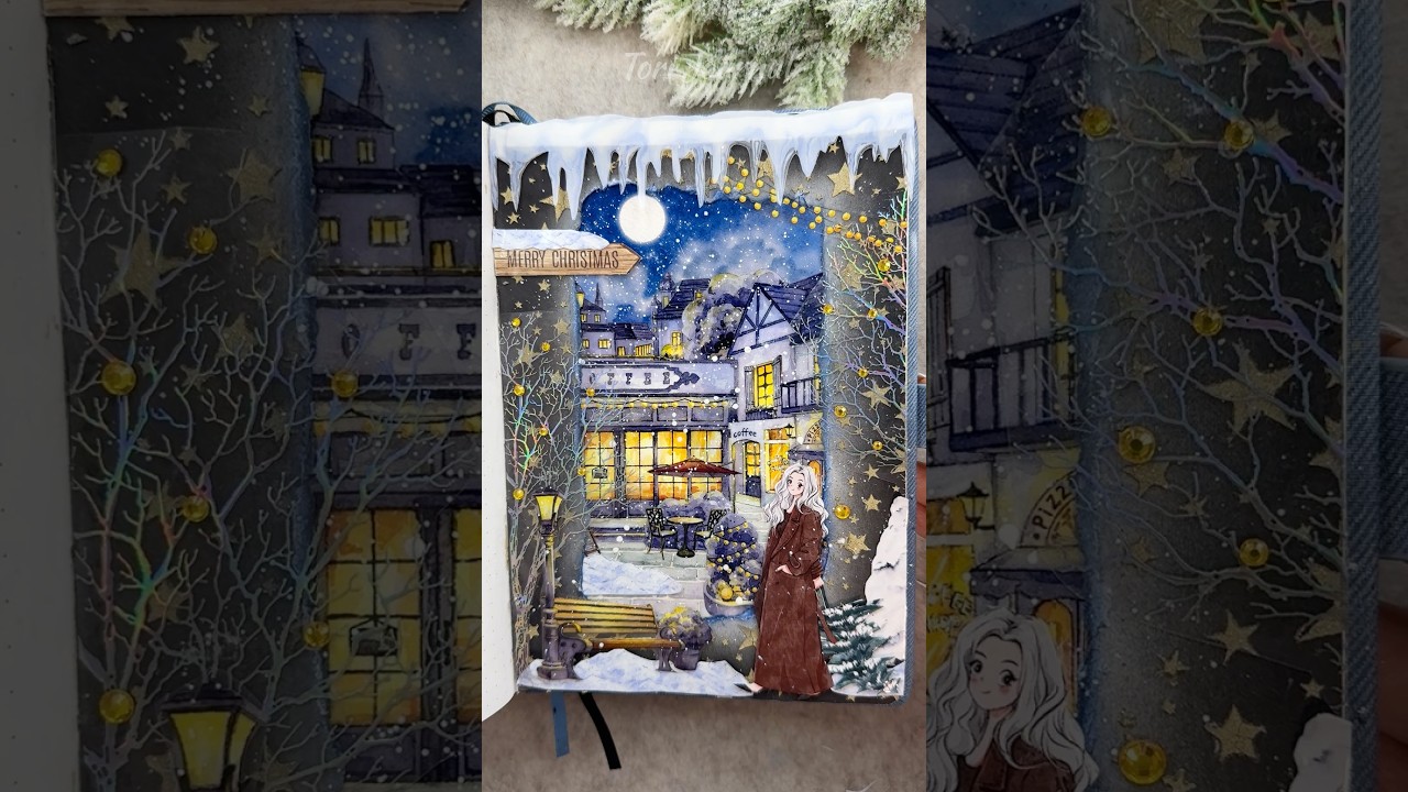 ASMR journal Christmas scenery🌙❄️🎄🕯️💫🌌|