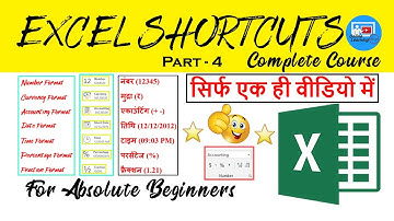 Number, Accounting, Time, Currency, Fraction, Percentage & Date Format shortcuts in Microsoft Excel