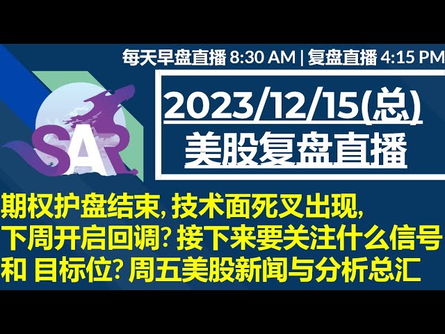 美股直播12/15[复盘] 期权护盘结束, 技术面死叉出现, 下周开启回调? 接下来要关注什么信号 和 目标位? 周五美股新闻与分析总汇