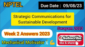 Strategic Communications for Sustainable Development | Week 2 Quiz | Assignment 2 | NPTEL | SWAYAM
