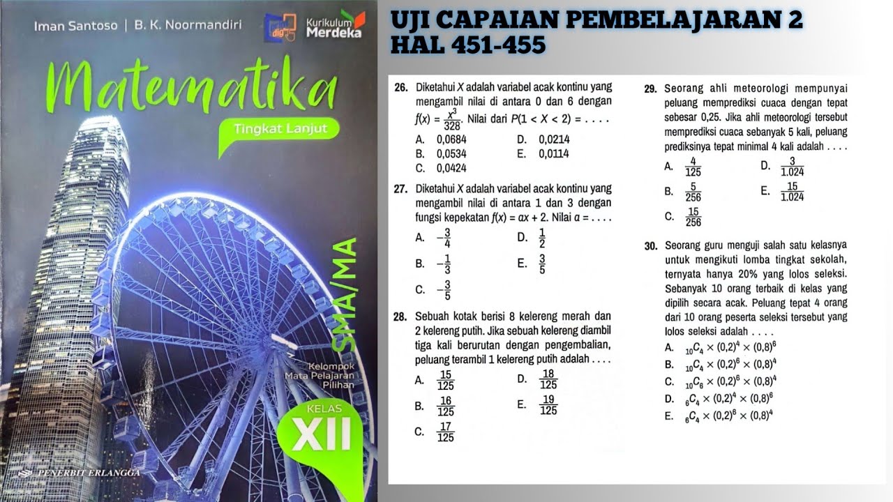 Uji Capaian Pembelajaran 2 hal 451-455 part 6 Matematika Tingkat Lanjut Kelas 12