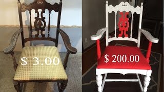 How I turn a $3 chair from Goodwill in to a $200 profit. Super easy and fast way of furniture restoration. Step by step instruction. 