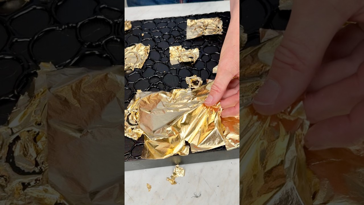 $10 Thrift Flip to High-End Textured Gold Art (Hot Glue + Resin DIY)