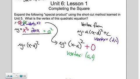 MPM2D: Unit 6.1 - Complete The Square (Part 1) (Section 3) (2012-13)