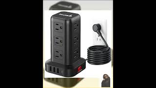 Surge Protector Power Strip Tower,10FT Extension Cord with Multiple Outlets, 12 AC 4 USB (1 USB C...