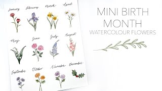 Mini Birth Month Watercolour Flowers