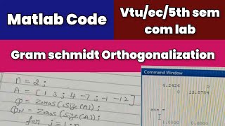 Matlab code|Gram schmidt Orthogonalization|vtu ec|5th sem|com lab|explanation in detail|