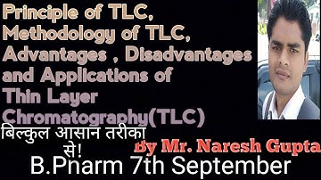 Principle of Thin Layer Chromatography, Methodology, advantages, Disadvantages and applications, TLC