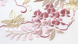 【絹糸刺繍】藤の花丸紋様 (DAY2)｜製作記録｜Vlog