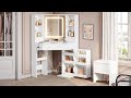 How to Install | Sikaic Corner LED Makeup Vanity Desk With Storage Stool And Charging Station