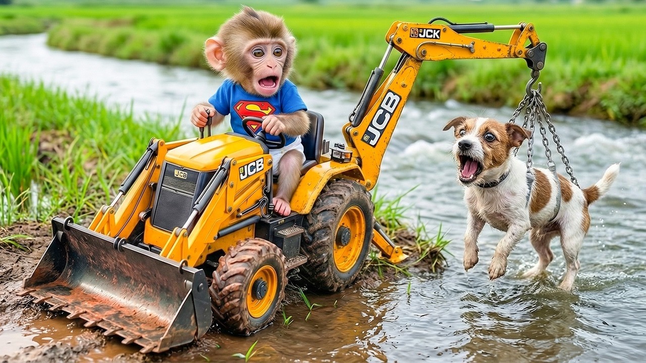 Monkey iZi drives a tractor to harvest grapes and the car breaks down on the farm! 🐒🍇🚜