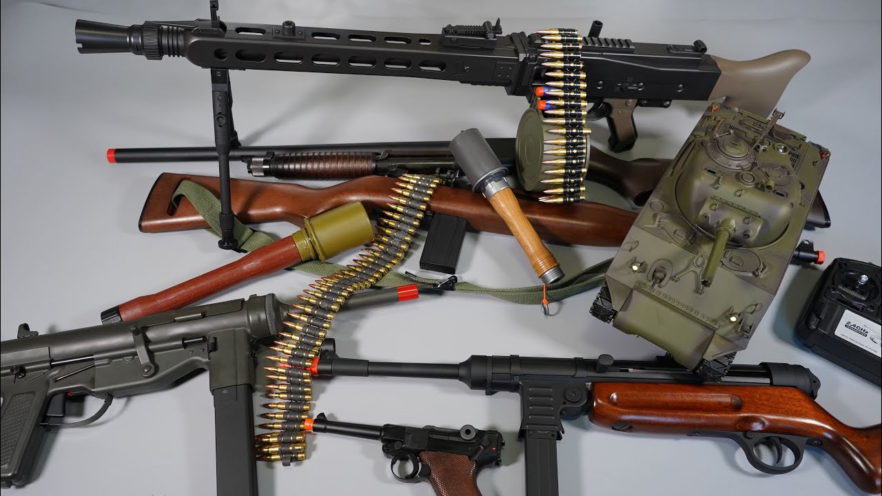 WW2 Toy gun M4 Sherman Tank RC US ARMY MG42 Nerf Gun MP40