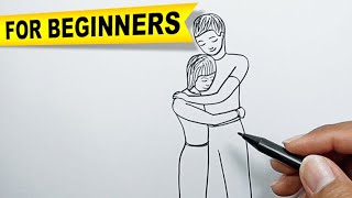 How to draw people hugging | Simple Drawings