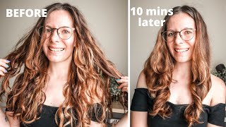 What to do with your hair after washday // Fake blowout for wavy hair in less than 10 minutes