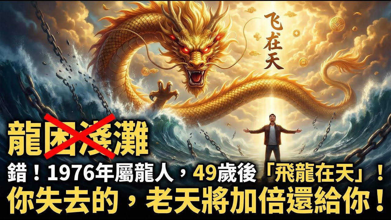 「龍困淺灘」？錯！1976年屬龍人，49歲後「飛龍在天」！你失去的，老天將加倍還給你！#屬龍  #辰龍 #龍年運勢 #生肖運勢 #生肖 #運勢 #命理 #八字 #財運 #事業運 #轉運 #風水