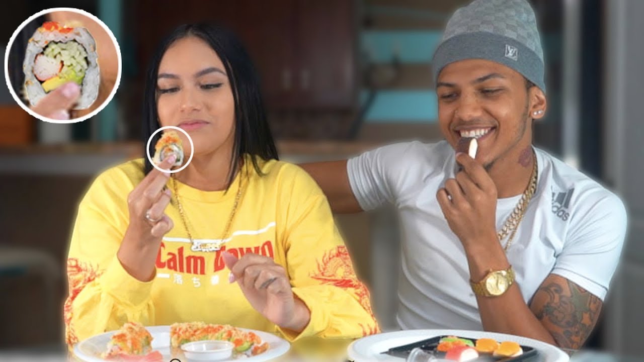 REAL FOOD VS GUMMY FOOD CHALLENGE 😱 *Raw Fish*