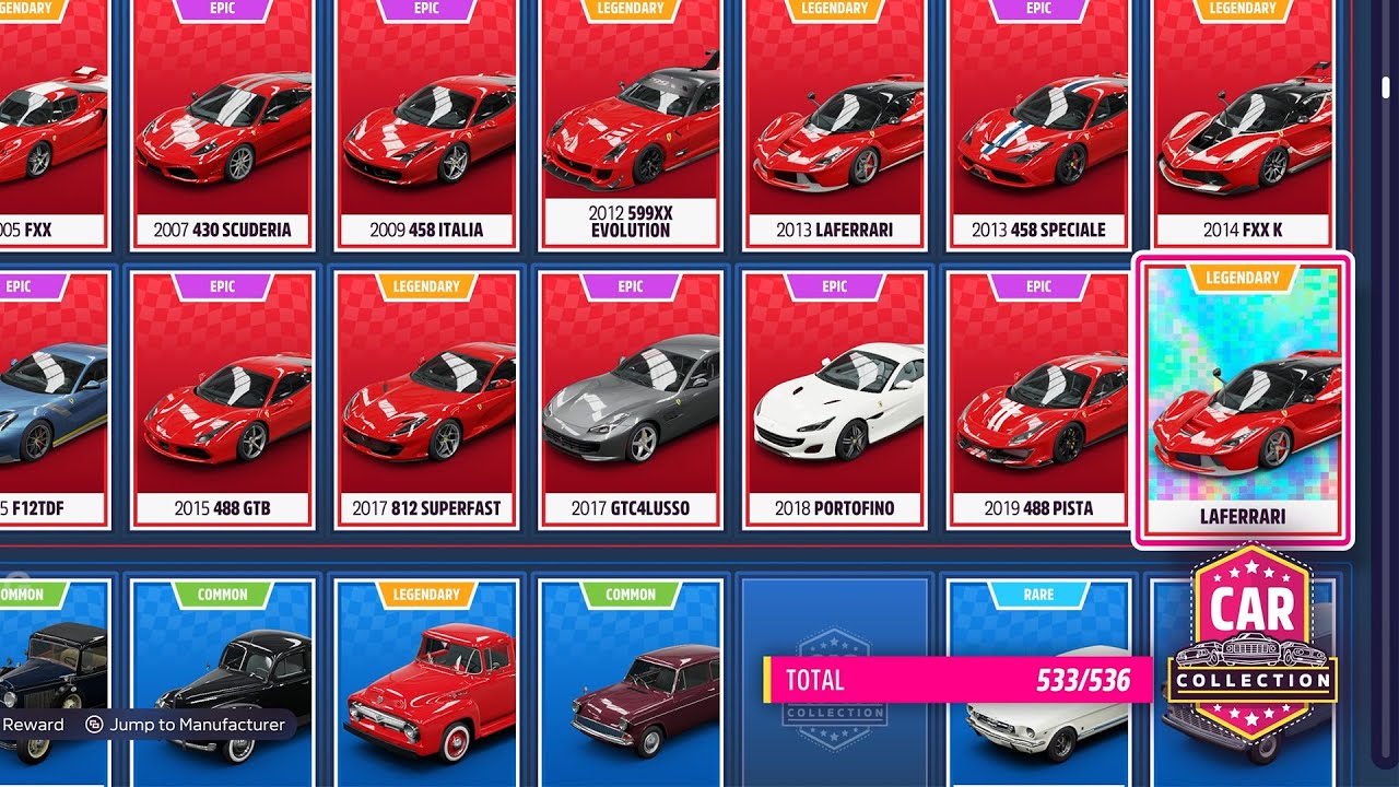 Forza Horizon 5 All Car Collection Rewards 